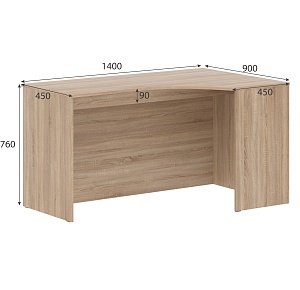 Стол эргономичный правый (усиленный) SIMPLE 140x90 см, дуб сонома светлый